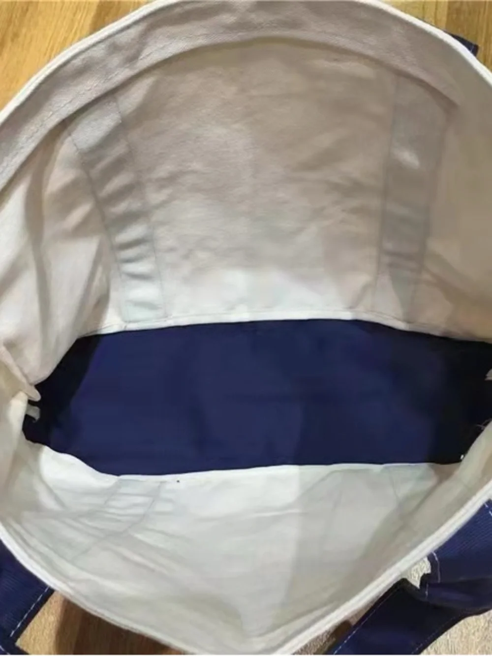 Bape Canvas Duffel Tote in Cream and Navy Blue